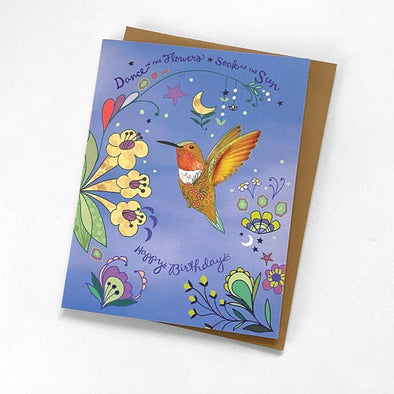 Hummingbird Dance Birthday Card