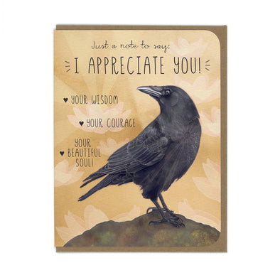 Encouragement- Crow and Lotus Greeting Card