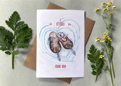 I Otterly Adore You Valentine's Day Card