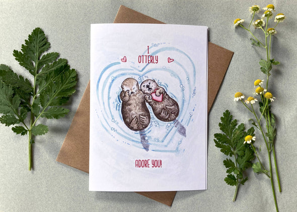 I Otterly Adore You Valentine's Day Card