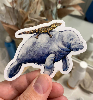 Florida Hitchhike (Manatee and Alligator) Vinyl Sticker