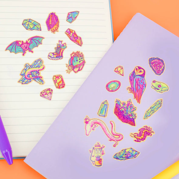Cave Critters Owl Crystal Art Stationery Vinyl Sticker Sheet