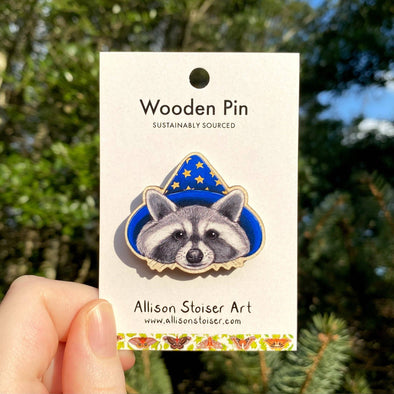 Wizard Raccoon Wooden Pin