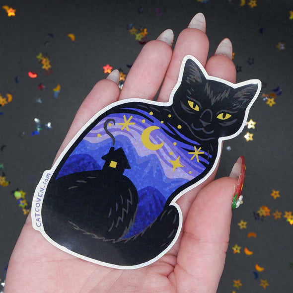 Twilight Cat Glitter Sticker