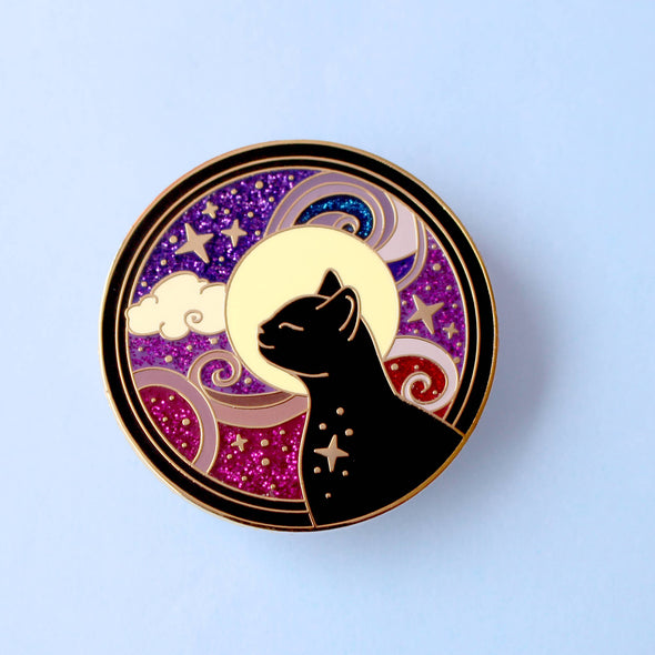 Cosmic Cat Art Nouveau Enamel Pin