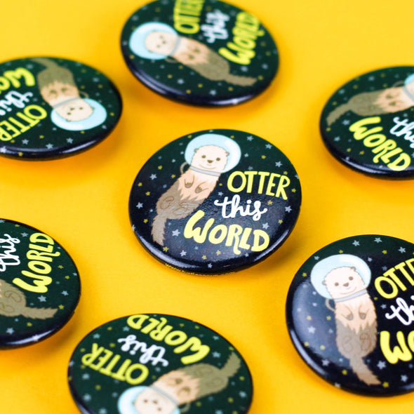 Otter This World Pinback Button