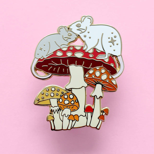 Mushroom Mice Enamel Pin