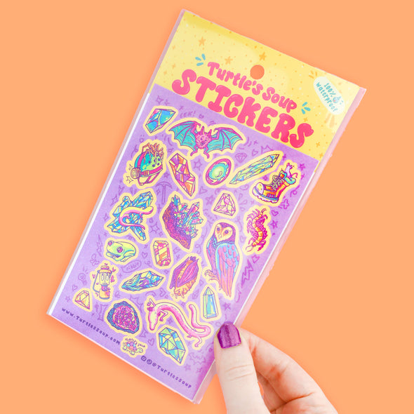 Cave Critters Owl Crystal Art Stationery Vinyl Sticker Sheet