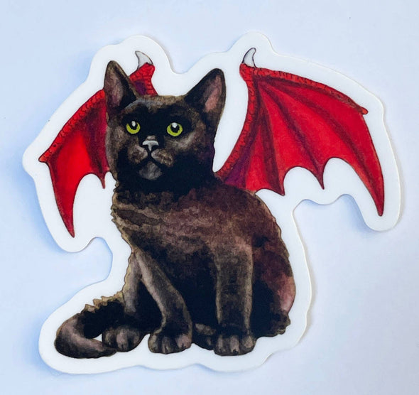 Dragon Kitten Red Wings Vinyl Sticker