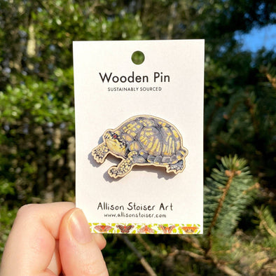 Eastern Box Turtle Wooden Pin