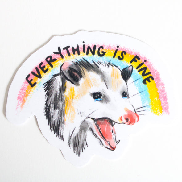 Everything is Fine Possum Vinyl Sticker