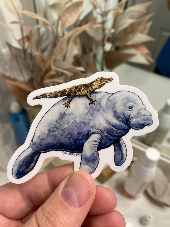 Florida Hitchhike (Manatee and Alligator) Vinyl Sticker