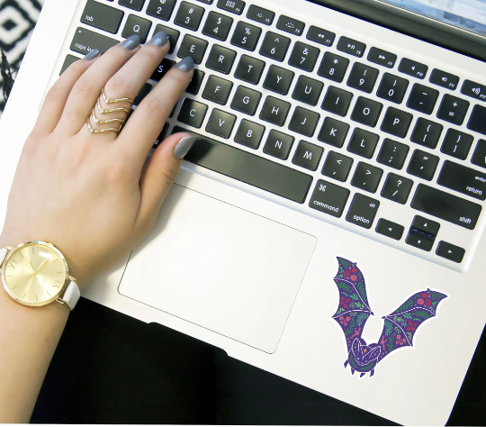 Floral Bat Vinyl Sticker