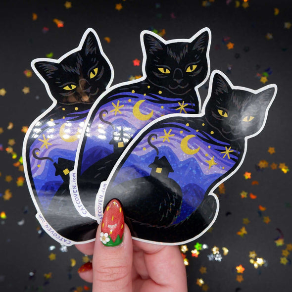 Twilight Cat Glitter Sticker