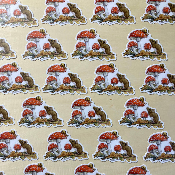 Field Mouse with Fly Agaric Mushroom Sticker