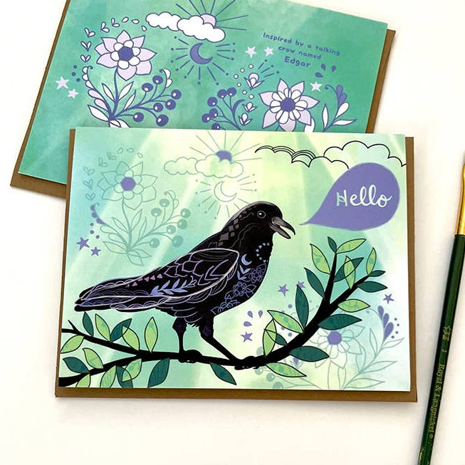 Crow Hello Greeting Card – Sipsey Wilder