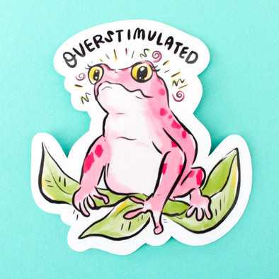 Overstimulated Frog Vinyl Sticker
