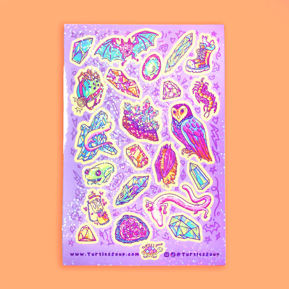 Cave Critters Owl Crystal Art Stationery Vinyl Sticker Sheet