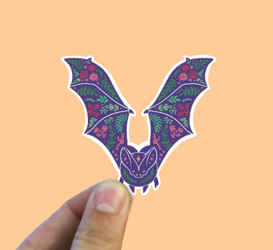 Floral Bat Vinyl Sticker