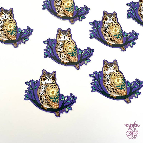 Decorative Great Horned Owl Sticker
