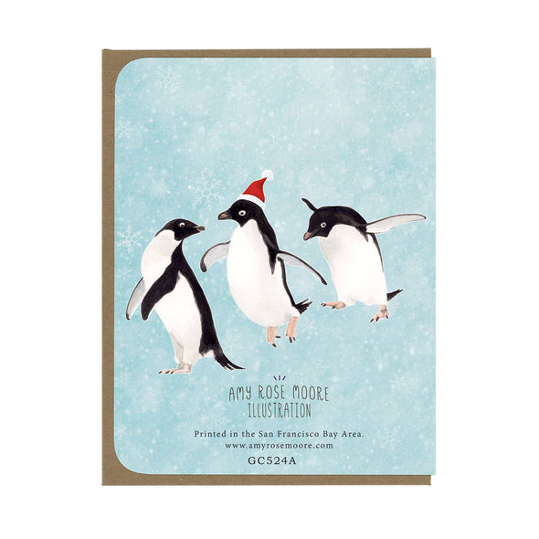 Peace Love and Penguins Holiday Blank Card   
