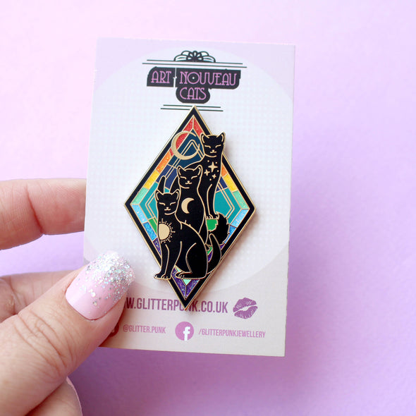 Rainbow Cats Art Nouveau Enamel Pin