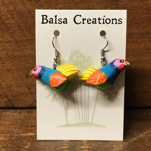 Whimsical Chicken Balsa Earrings