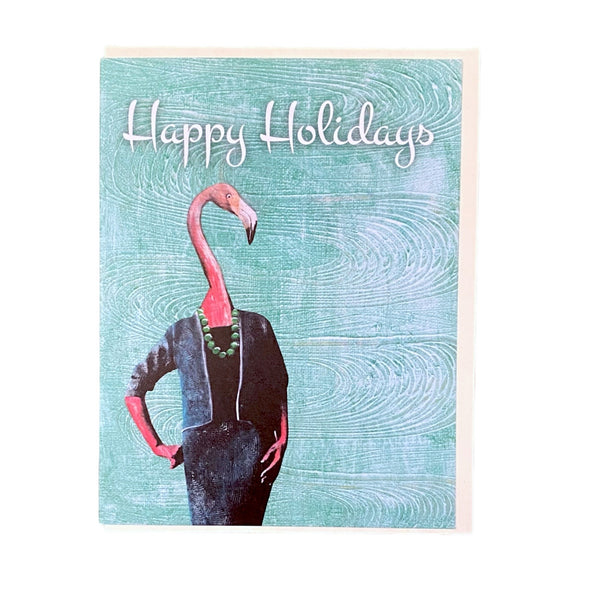 Flamingo Happy Holidays Greeting Card