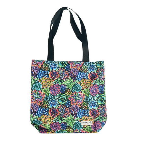 Succulent Social Canvas Shopping Tote