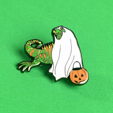 Ghost Iguana Enamel Pin
