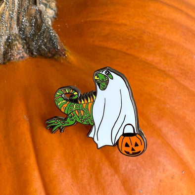 Ghost Iguana Enamel Pin