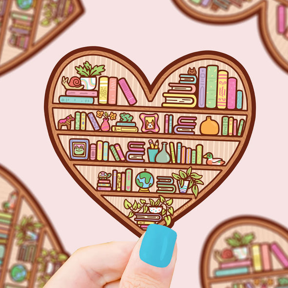 Book Shelf Heart Shaped Sticker