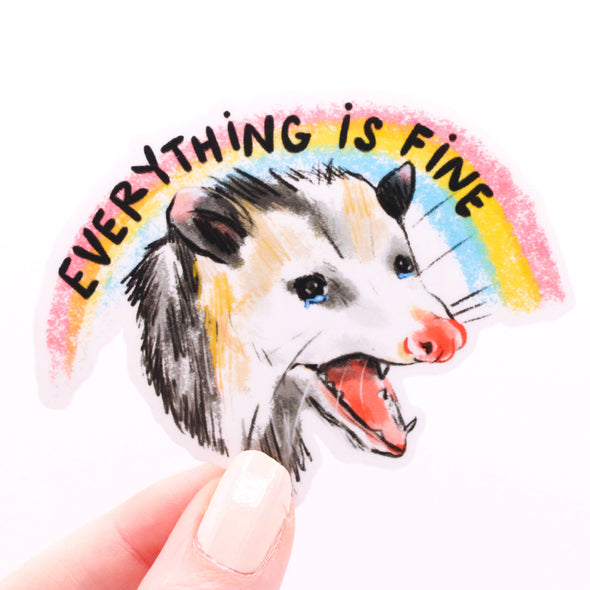 Everything is Fine Possum Vinyl Sticker