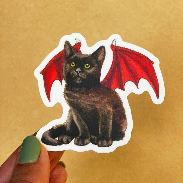 Dragon Kitten Red Wings Vinyl Sticker