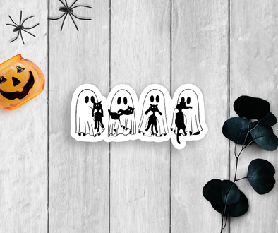 Ghosts Snuggling Cats Vinyl Sticker