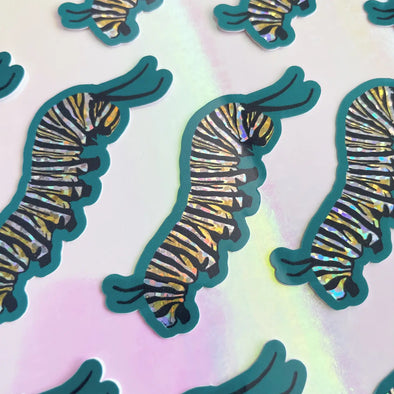 Monarch Caterpillar Holographic Glitter Sticker