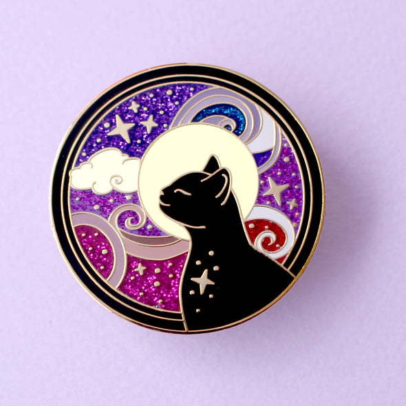 Cosmic Cat Art Nouveau Enamel Pin