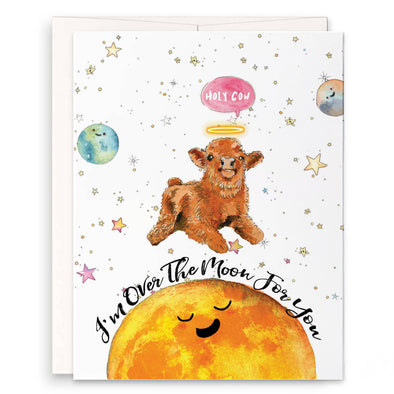 Holy Cow Over The Moon - Funny Congratulation Card