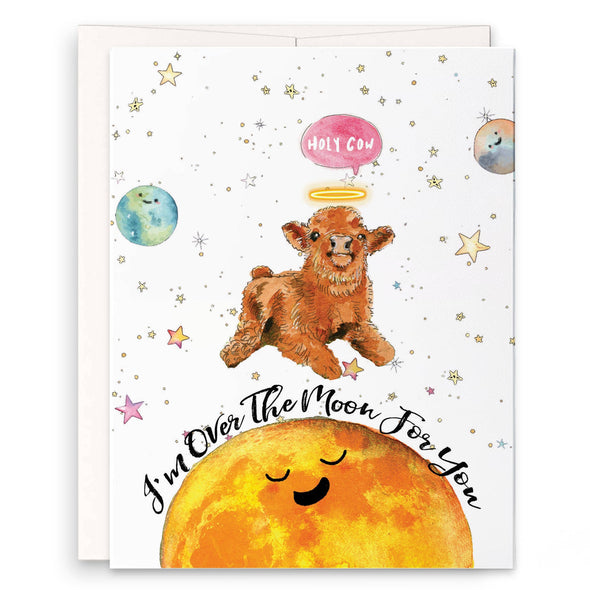 Holy Cow Over The Moon - Funny Congratulation Card