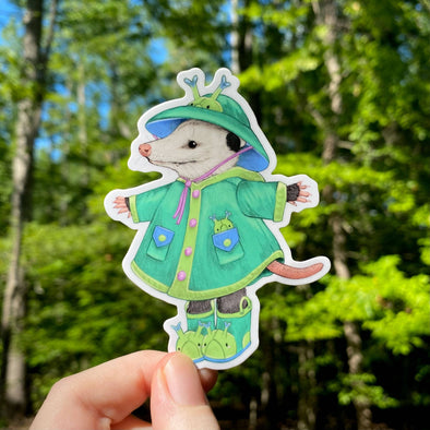 Raincoat Opossum Vinyl Sticker