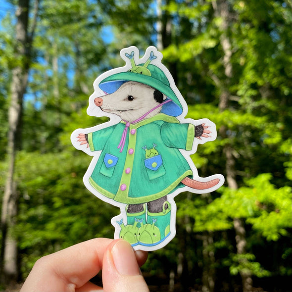 Raincoat Opossum Vinyl Sticker