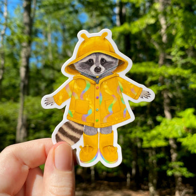 Raincoat Raccoon Vinyl Sticker