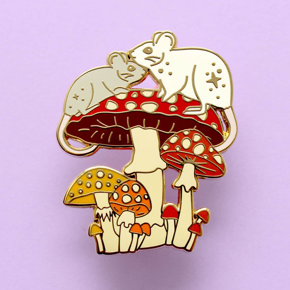 Mushroom Mice Enamel Pin
