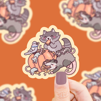 Trash Animal Pumpkin Feast Vinyl Sticker