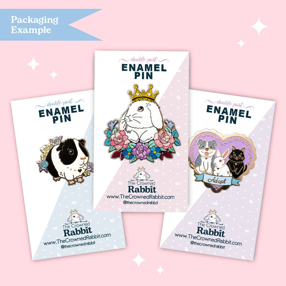 Black Spotted Lionhead Bunny Enamel Pin