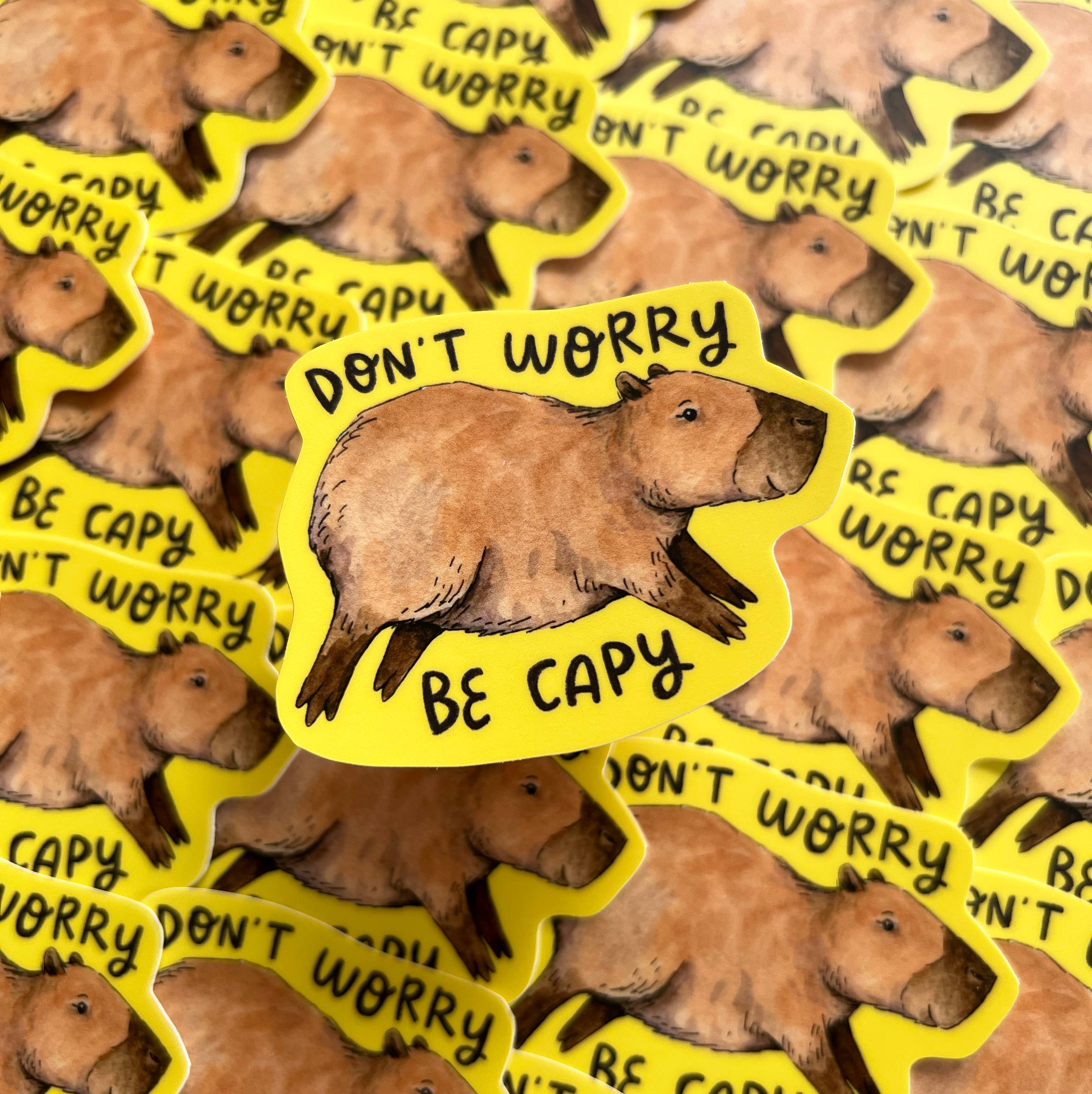 Don't Worry Be Capy Sticker β Sipsey Wilder