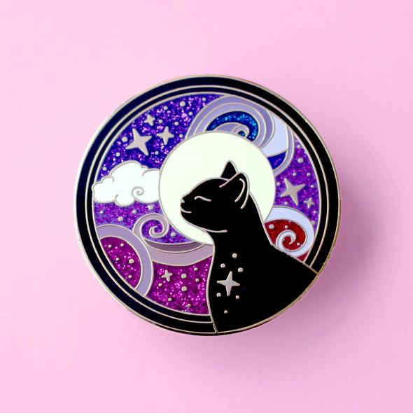 Cosmic Cat Art Nouveau Enamel Pin