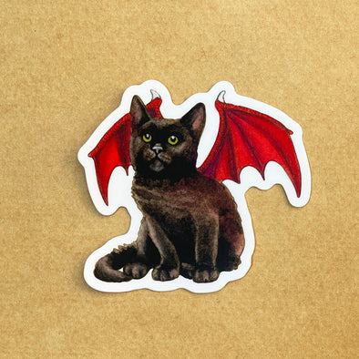 Dragon Kitten Red Wings Vinyl Sticker