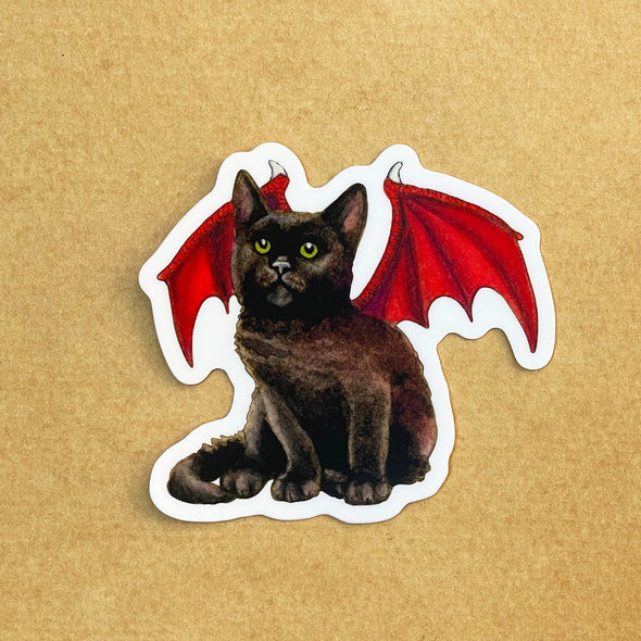 Dragon Kitten Red Wings Vinyl Sticker