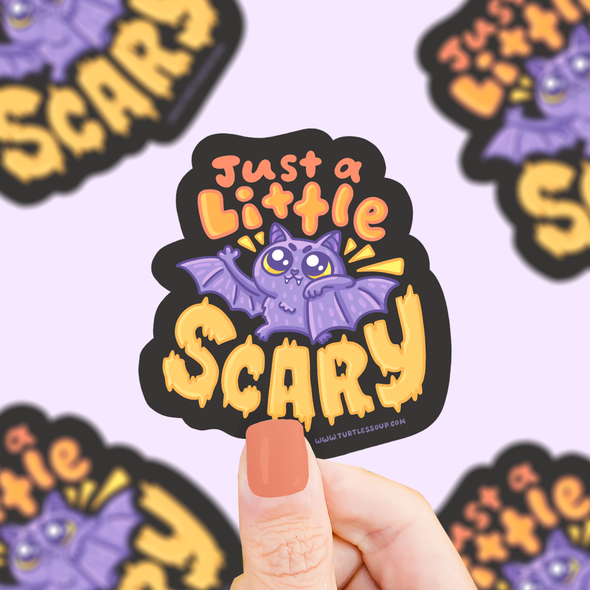 Just a Little Scary Bat Halloween Vinyl Sticker